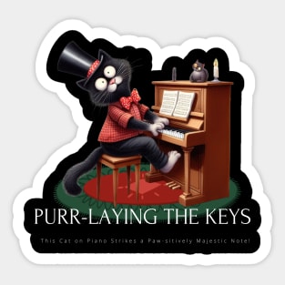 Funny Cat Playing Piano Gift For Piano And Cat's Lovers Sticker